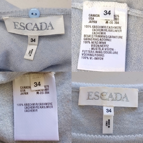 Escada Vintage 100% Cashmere Preppy Old Money Embroidered 2 Piece Cardigan - Picture 11 of 15